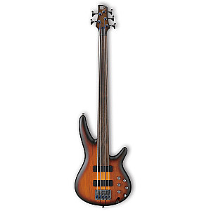 Ibanez SRF705 Workshop Fretless Electric Bass Guitar, Brown Burst Flat